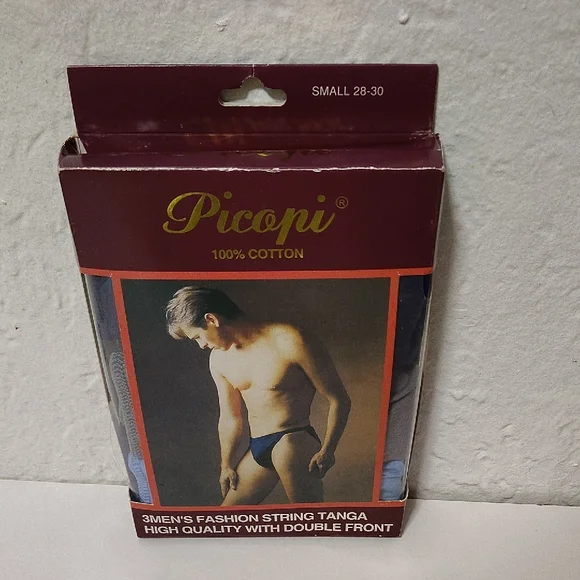 Men's Fashion String Tanga Underwear - Blue, Gray 3 Pack Size 28-30 - Picture 4 of 5